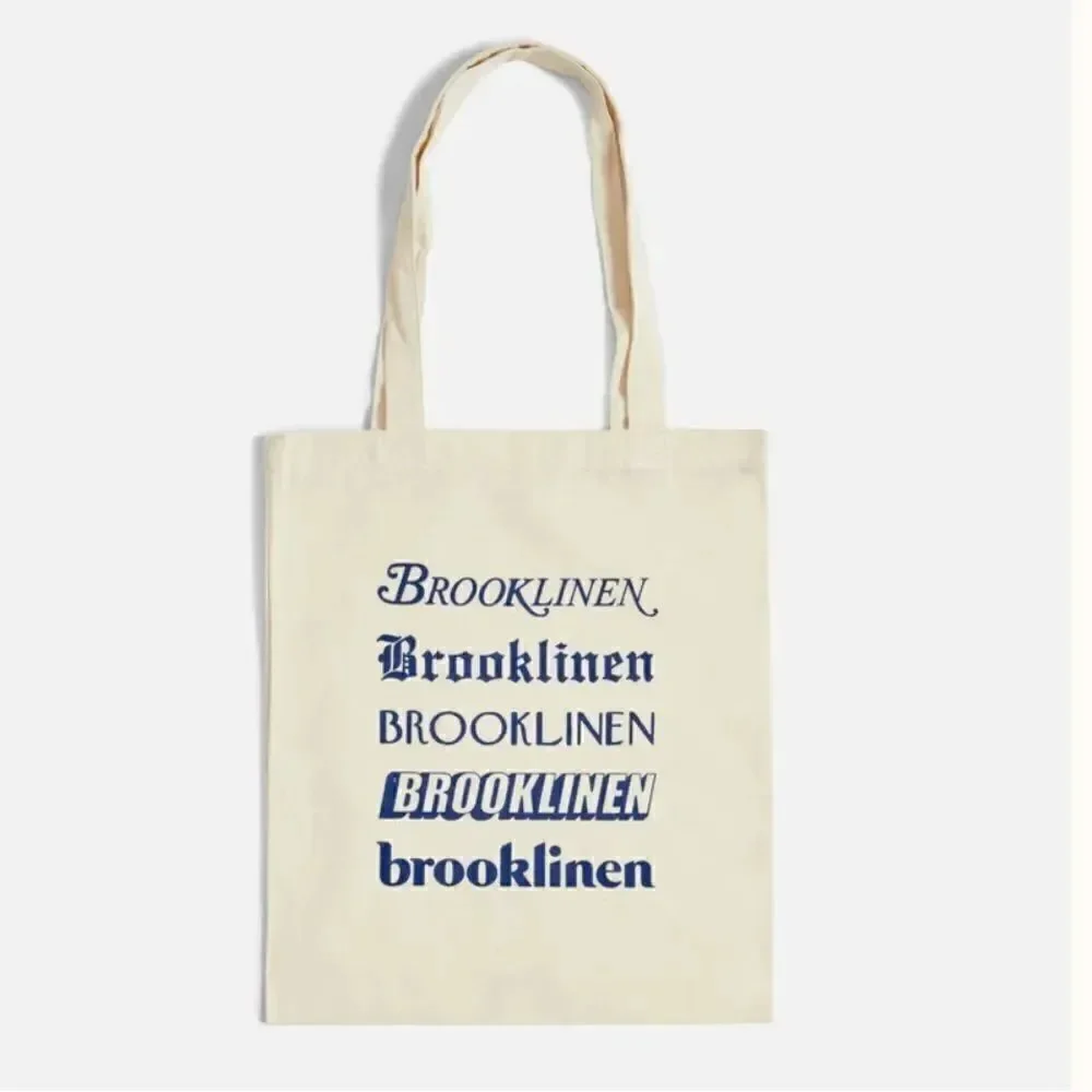 Brooklinen Cotton Tote Bag NWT Cream Blue Logo Canvas Shopper Lot of 2!